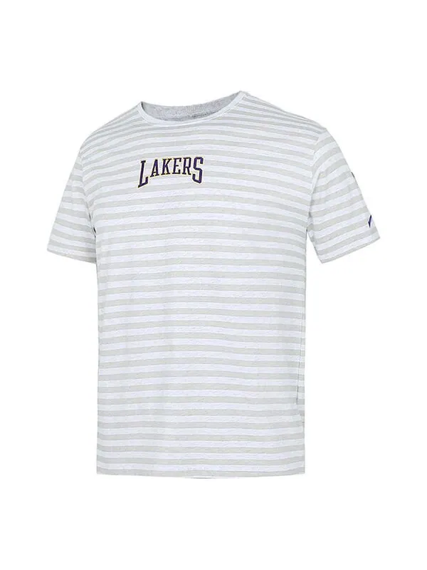 Футболка men's stripe alphabet printing round neck pullover short sleeve lakers white t-shirt Nike — изображение 1 из 3