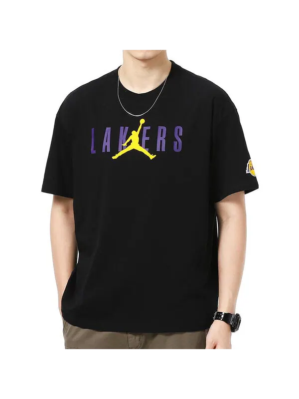Футболка Air Jordan NBA Los Angeles Lakers Alphabet Printing Basketball Sports Round Neck Short — изображение 4 из 4, черный