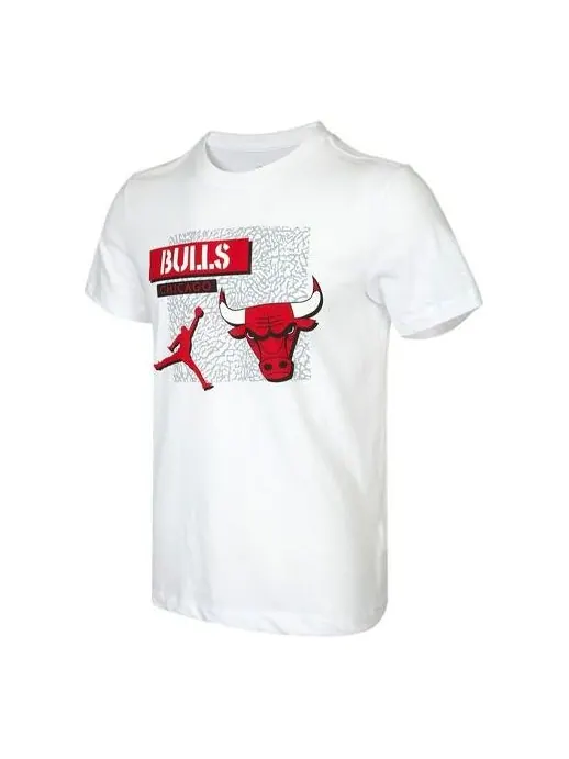 Футболка men's chicago bulls basketball sports printing round neck short sleeve white t-shirt Air Jordan — изображение 1 из 4
