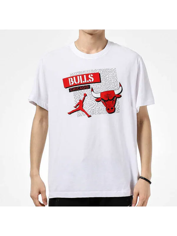 Футболка men's chicago bulls basketball sports printing round neck short sleeve white t-shirt Air Jordan — изображение 3 из 4