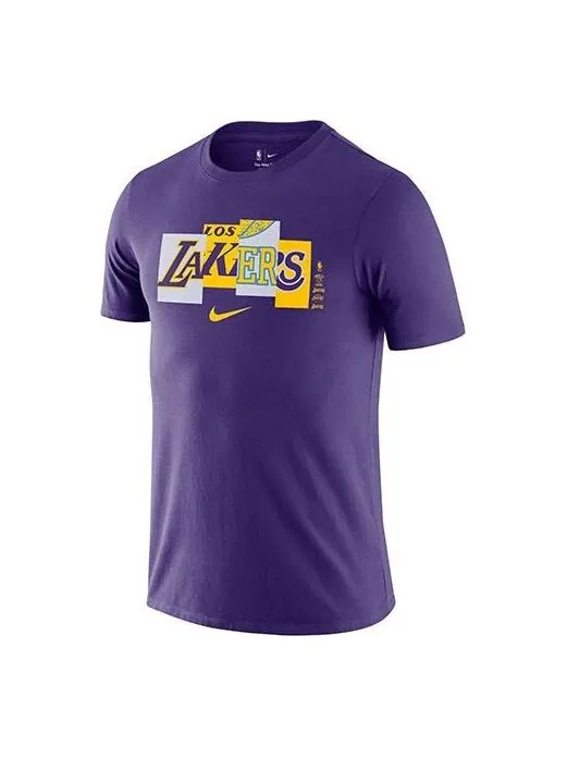 Футболка men's lakers casual printing round neck short sleeve purple t-shirt Nike — изображение 1 из 2, фиолетовый