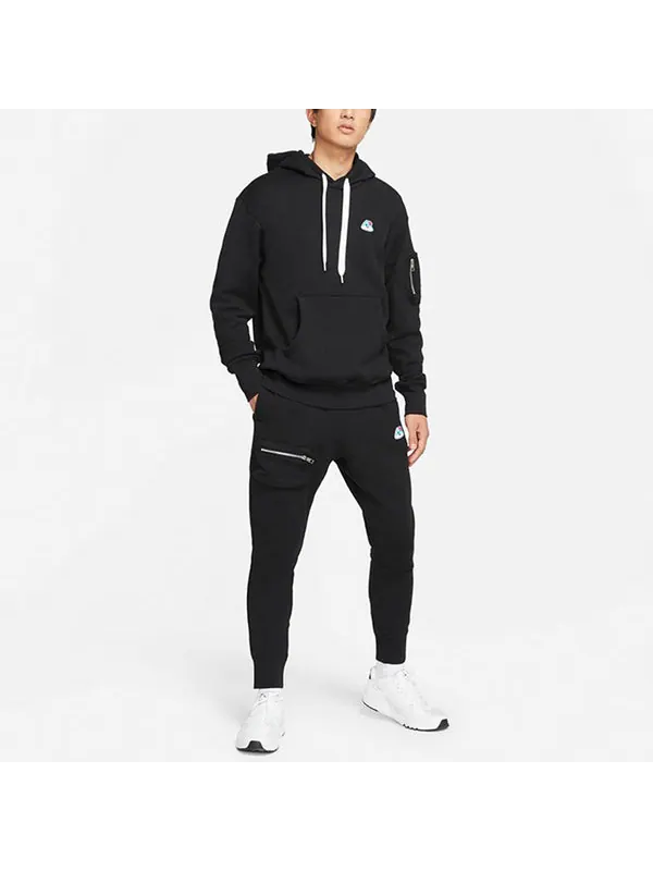 Брюки airmoji ft pant wink casual breathable sports knit long pants black Nike — изображение 3 из 4, черный