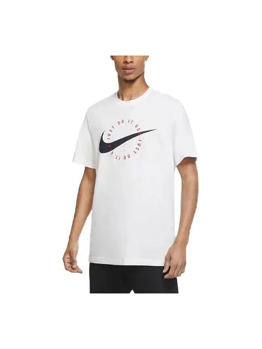 Футболка men's logo alphabet printing sports round neck short sleeve white t-shirt Nike — изображение 1 из 3, белый