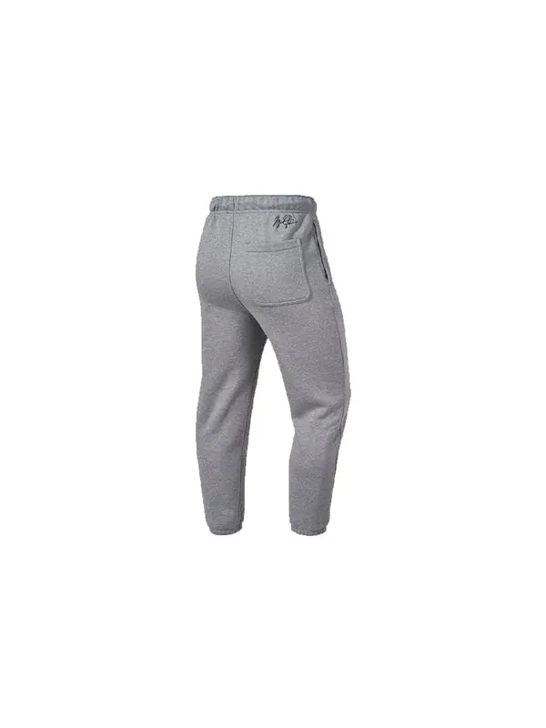 Брюки Air Jordan Logo Embroidered Knit Fleece Lined Bundle Feet Sports Pants 'Grey' — изображение 2 из 4, серый