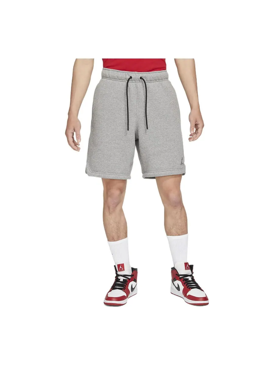 Спортивные шорты Men's Air Jordan Solid Color Drawstring Fleece Straight Casual Gray Shorts — изображение 1 из 3, серый