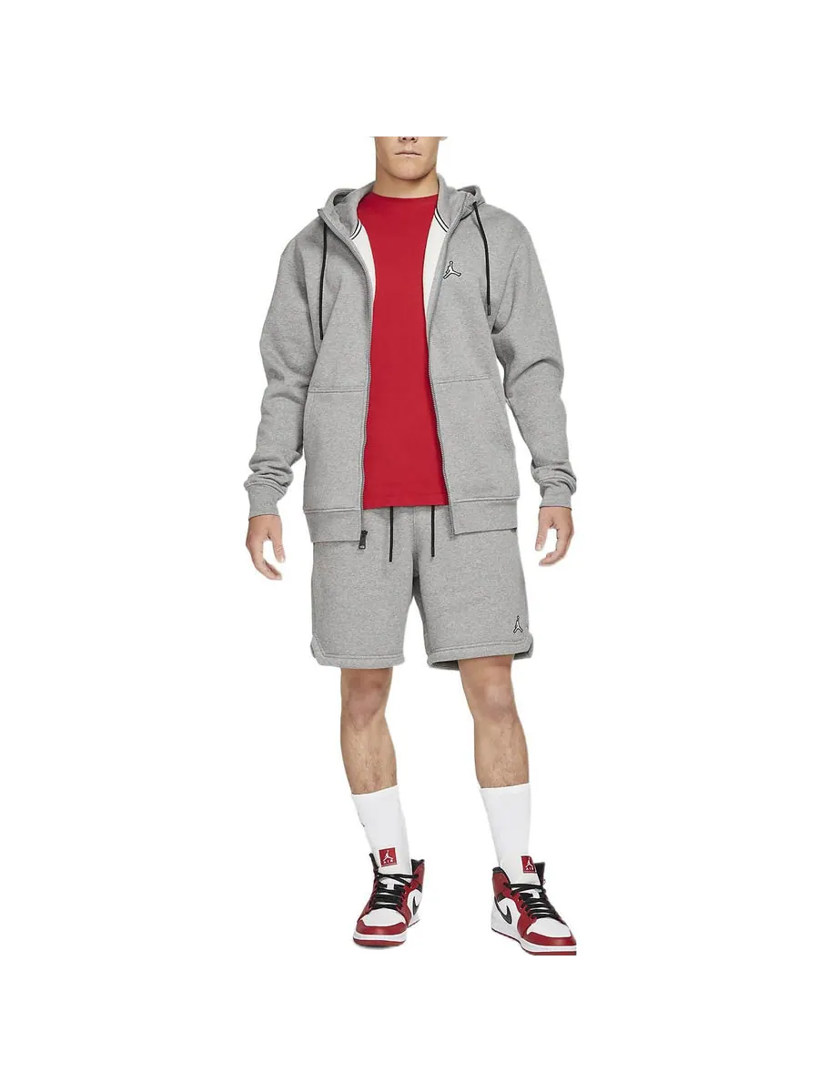 Спортивные шорты Men's Air Jordan Solid Color Drawstring Fleece Straight Casual Gray Shorts — изображение 3 из 3, серый