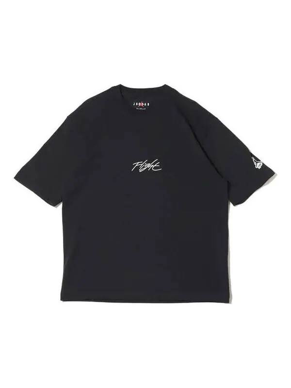 Футболка Men's Air Jordan Flight Essentials Embroidered Logo Sports Round Neck Short Sleeve Black — изображение 1 из 3