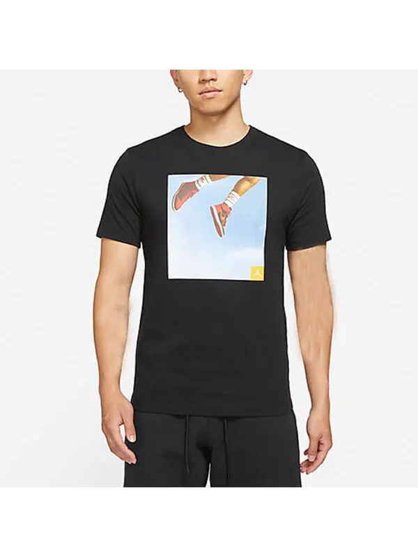 Футболка men's shoes photo printing sports short sleeve black t-shirt Air Jordan — изображение 4 из 4, черный