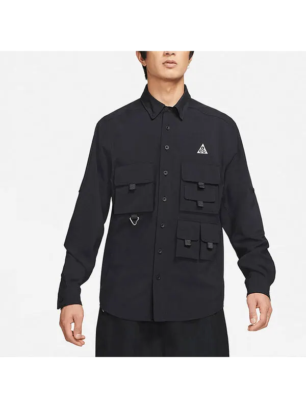Куртка Men's Nike ACG Multiple Pockets Long Sleeves Waterproof Sports Logo Casual Jacket Autumn — изображение 3 из 4, черный