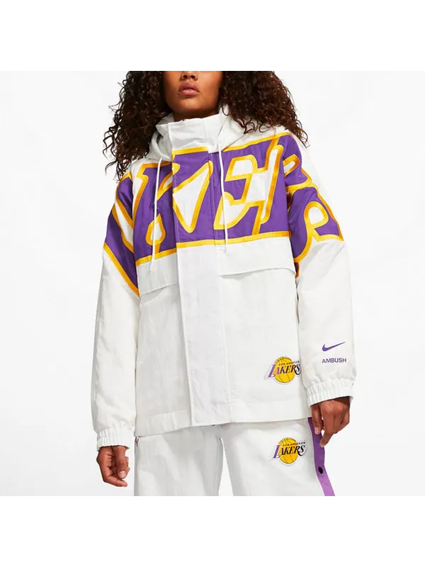Куртка x ambush nba lakers jacket 'summit white purple yellow' Nike — изображение 3 из 4, белый/фиолетовый/желтый