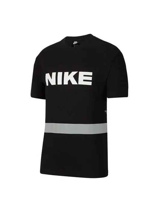 Футболка men's logo alphabet printing round neck casual short sleeve black t-shirt Nike — изображение 1 из 4, черный