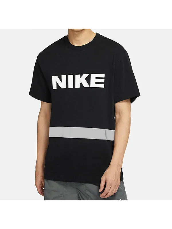 Футболка men's logo alphabet printing round neck casual short sleeve black t-shirt Nike — изображение 2 из 4, черный