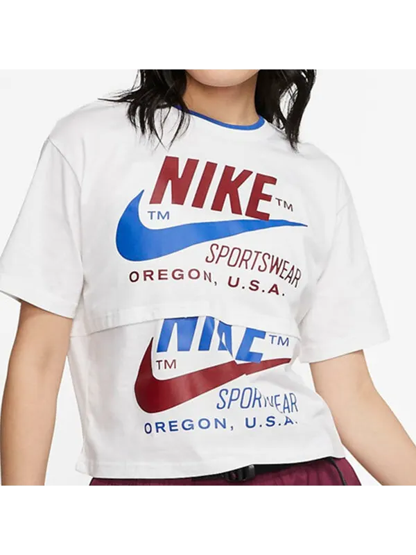 Футболка спортивная одежда значок столкновение логотип печать Nike — изображение 3 из 4, белый