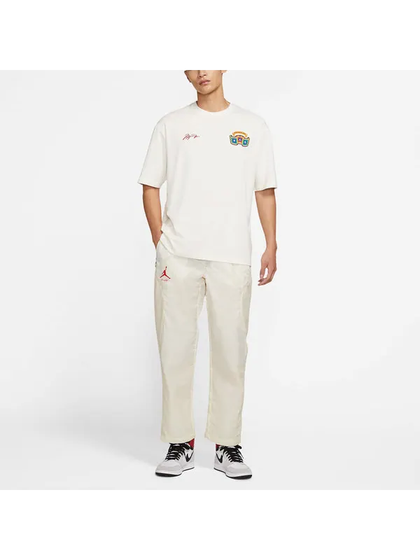 Брюки air jordan x logo printing sports long pants 'cream white' Off-White — изображение 3 из 4, белый
