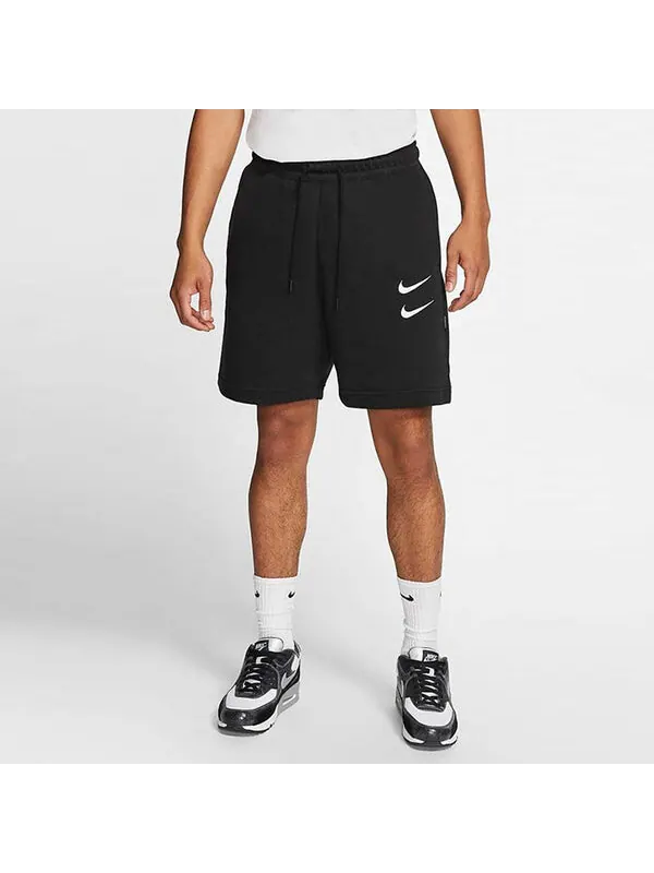Шорты swoosh французский трикотаж короткие алфавитный принт повседневные спортивные шорты Nike — изображение 3 из 4, черный