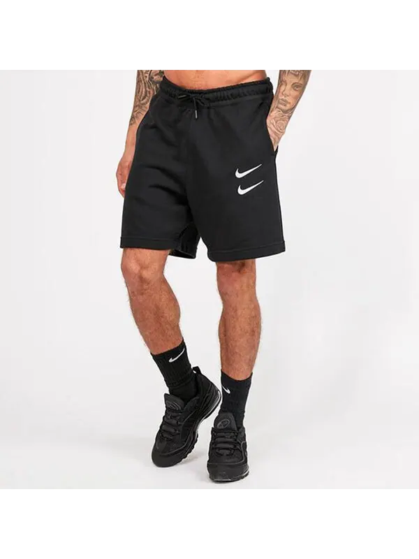 Шорты swoosh французский трикотаж короткие алфавитный принт повседневные спортивные шорты Nike — изображение 4 из 4, черный