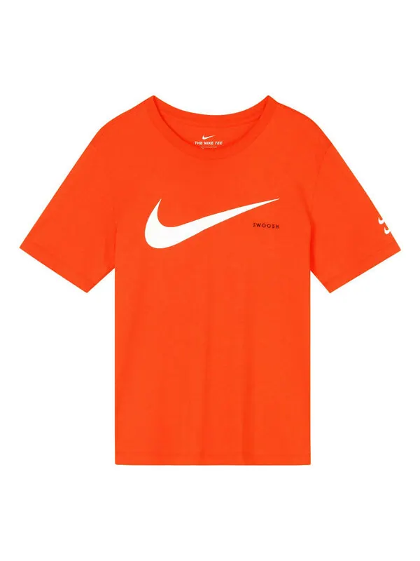 Футболка Men's Nike Swoosh Large Logo Printing Knit Round Neck Short Sleeve Orange Red T-Shirt — изображение 1 из 3, мульти