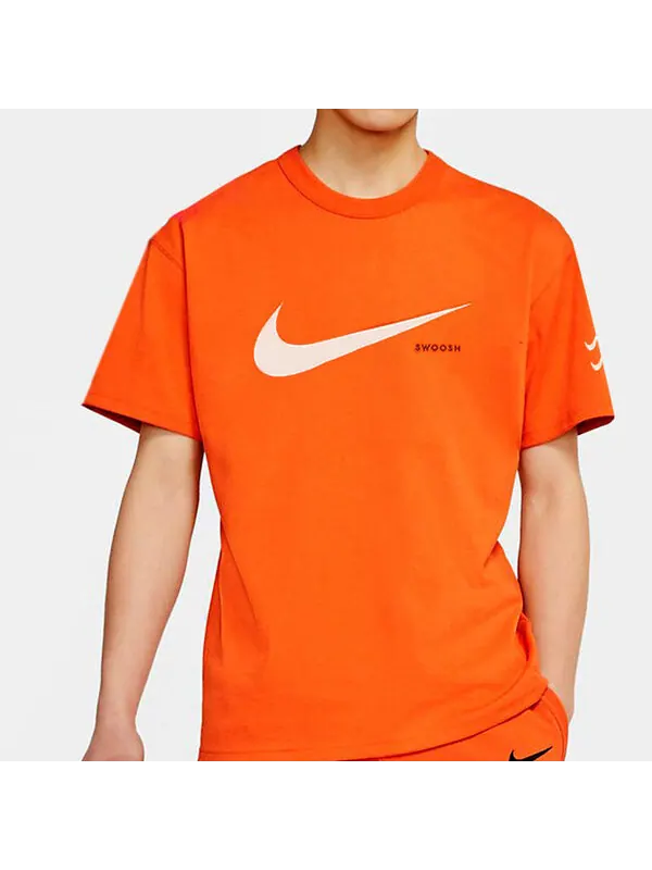 Футболка Men's Nike Swoosh Large Logo Printing Knit Round Neck Short Sleeve Orange Red T-Shirt — изображение 3 из 3, мульти