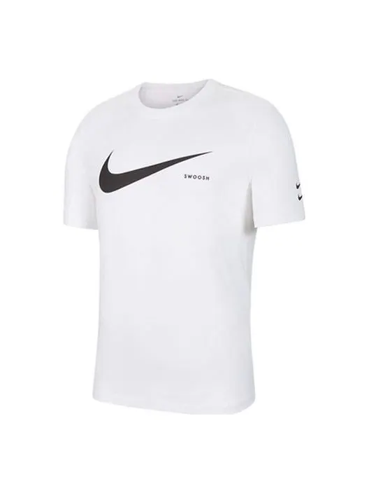 Футболка swoosh logo printing knit round neck short sleeve white Nike — изображение 1 из 4, белый