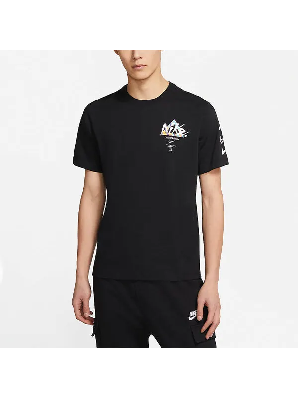 Футболка sportswear print casual sports short sleeve black Nike — изображение 4 из 4, черный