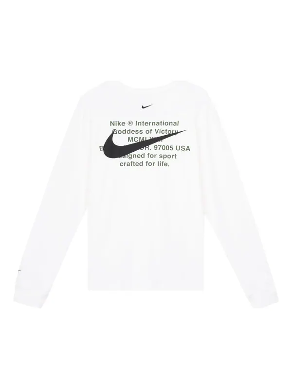 Футболка Nike MENS Swoosh Casual Sports Double-Hook Crew-neck Long Sleeve White — изображение 1 из 4, белый