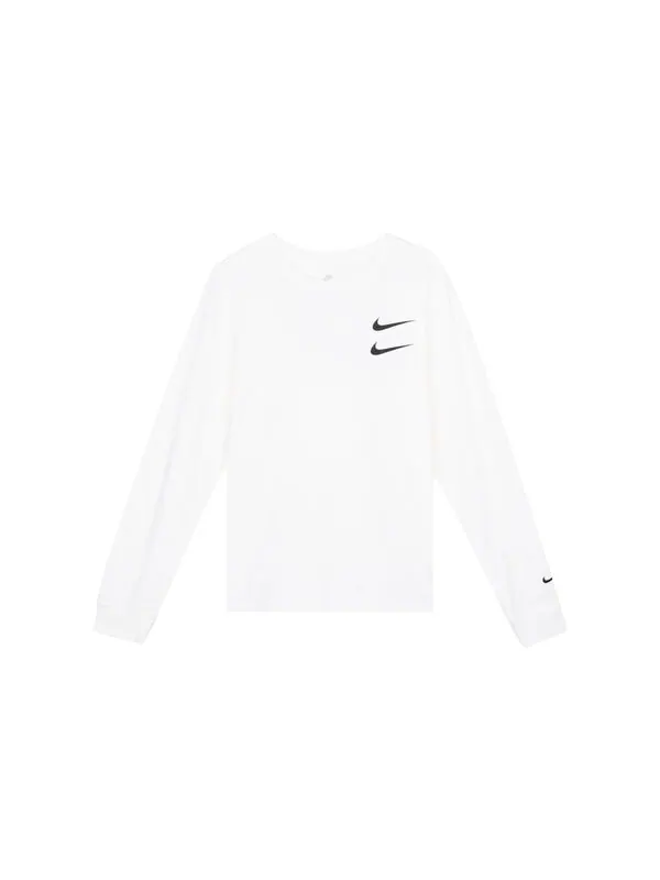 Футболка Nike MENS Swoosh Casual Sports Double-Hook Crew-neck Long Sleeve White — изображение 2 из 4, белый
