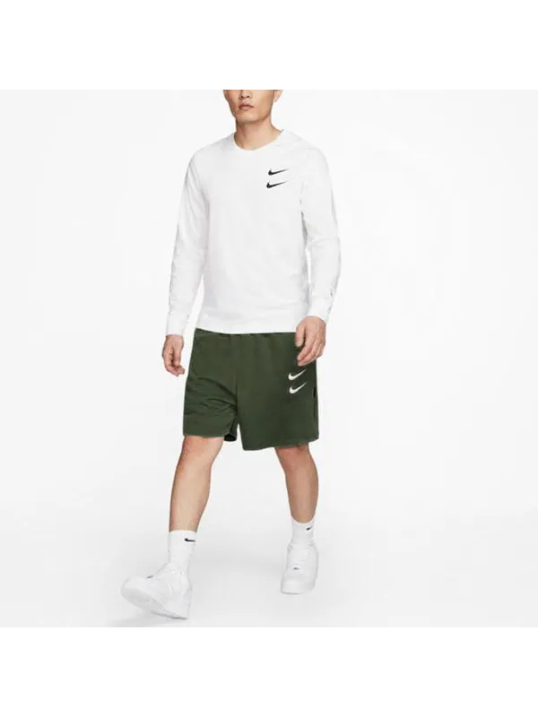 Футболка Nike MENS Swoosh Casual Sports Double-Hook Crew-neck Long Sleeve White — изображение 3 из 4, белый