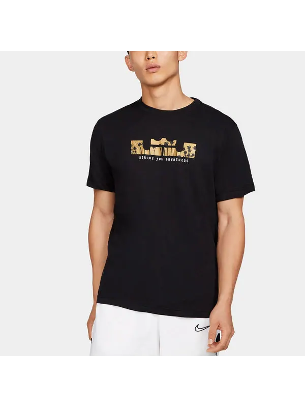 Футболка men's dri-fit lebron casual sports basketball short sleeve t-shirt Nike — изображение 4 из 4, черный