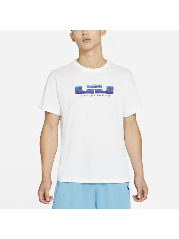 Футболка men's dri-fit lebron casual sports basketball short sleeve t-shirt Nike — изображение 3 из 4, белый