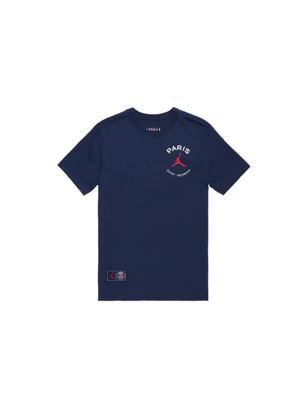 Футболка Air Jordan Paris Saint-Germain team logo Logo Printing Sports Round Neck Short Sleeve Blue — изображение 2 из 4
