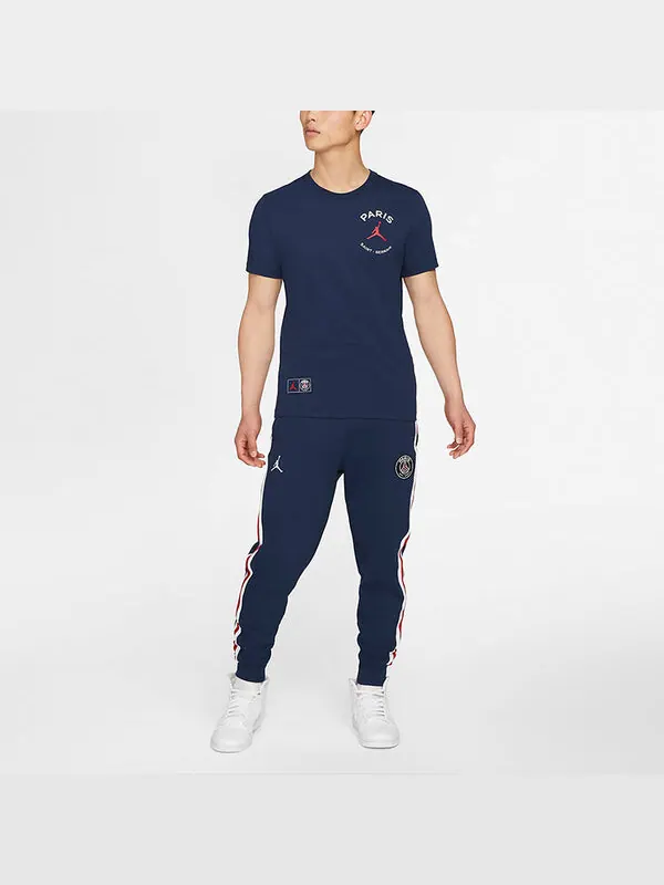 Футболка Air Jordan Paris Saint-Germain team logo Logo Printing Sports Round Neck Short Sleeve Blue — изображение 3 из 4