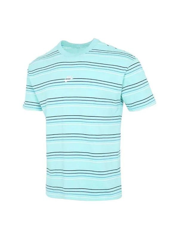 Футболка men's sportswear embroidered logo stripe loose knit sports short sleeve blue green t-shirt Nike — изображение 1 из 4