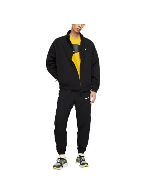 Куртка Men's Nike Lab Track Stand Collar Solid Color Logo Casual Jacket Black — изображение 3 из 4, мульти