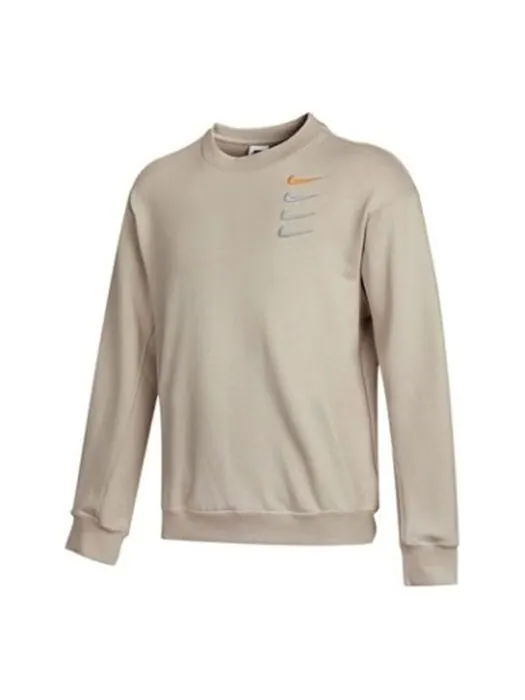 Толстовка Nike French Terry Swoosh Embroidered Round Neck Sports Pullover Couple Style light grey — изображение 1 из 4