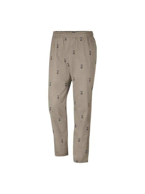 Брюки team 31 courtside full print logo elastic waistband athleisure casual sports pants khaki Nike — изображение 1 из 2