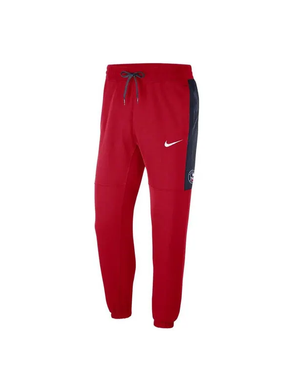 Брюки men's nba brooklyn nets contrasting colors logo fleece lacing sports pants/trousers/joggers red Nike, мульти