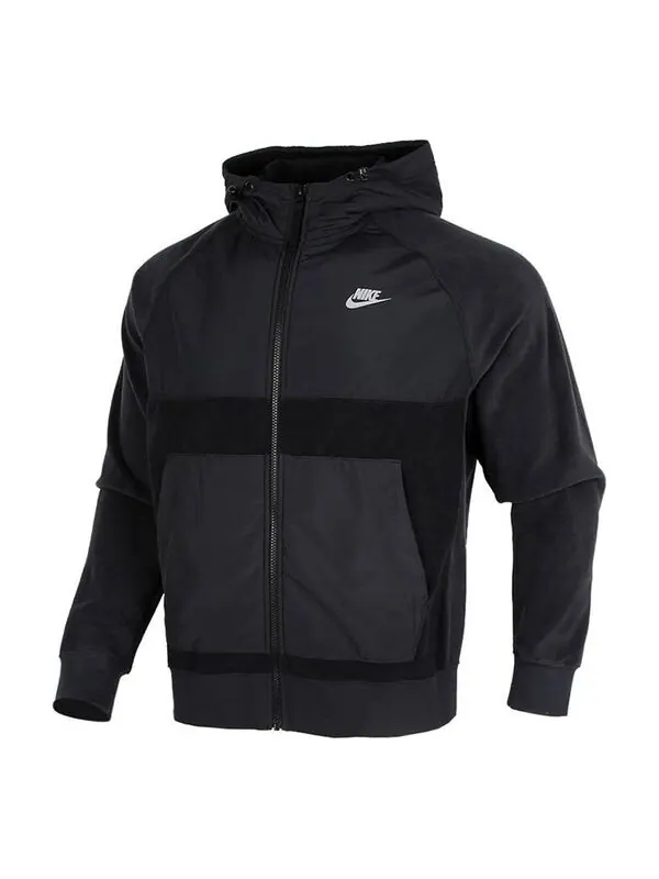 Толстовка Nike Sportswear Casual Sports Splicing Pullover Fleece Lined Black — изображение 1 из 3, черный