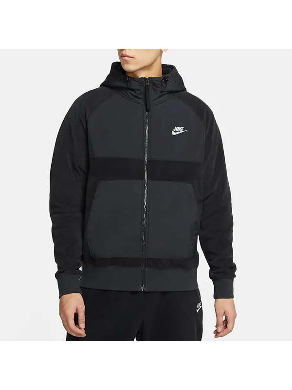 Толстовка Nike Sportswear Casual Sports Splicing Pullover Fleece Lined Black — изображение 2 из 3, черный
