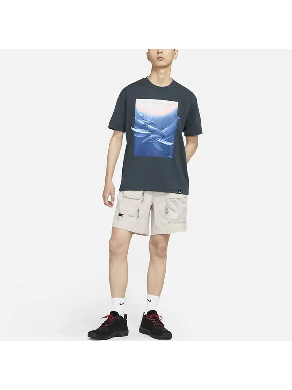 Футболка Nike ACG Wyland Funny Printing Sports Loose Round Neck Short Sleeve Black Gray Blackgray — изображение 3 из 4, серый