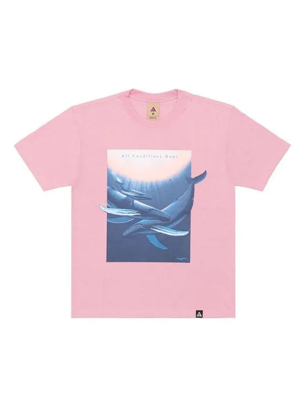 Футболка men's acg wyland funny printing sports loose round neck short sleeve pink t-shirt Nike — изображение 1 из 4, розовый