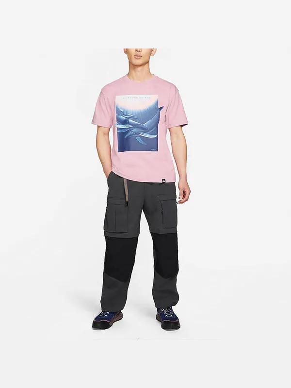 Футболка men's acg wyland funny printing sports loose round neck short sleeve pink t-shirt Nike — изображение 2 из 4, розовый