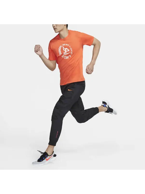 Футболка dri fit jdi с круглым вырезом спортивные трикотажные беговые с коротким рукавом Nike — изображение 3 из 3, оранжевый