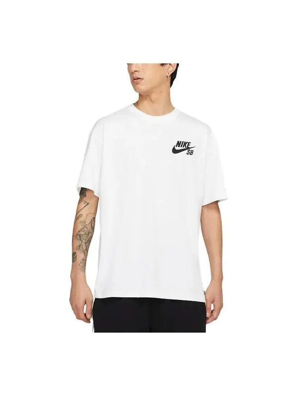 Футболка sb logo t-shirt 'white' Nike — изображение 1 из 3, белый/черный