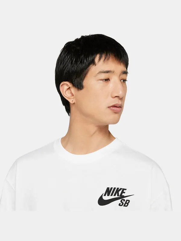 Футболка sb logo t-shirt 'white' Nike — изображение 2 из 3, белый/черный