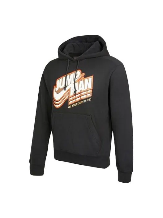 Толстовка Men's Air Jordan Logo Pattern Fleece Lined Printing Loose Black — изображение 1 из 3, черный