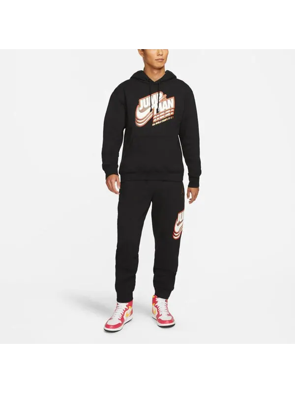 Толстовка Men's Air Jordan Logo Pattern Fleece Lined Printing Loose Black — изображение 3 из 3, черный