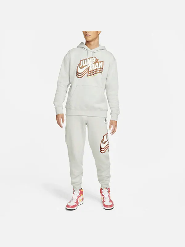 Толстовка Men's Air Jordan Logo Pattern Fleece Lined Printing Loose Light Grey — изображение 4 из 4, белый