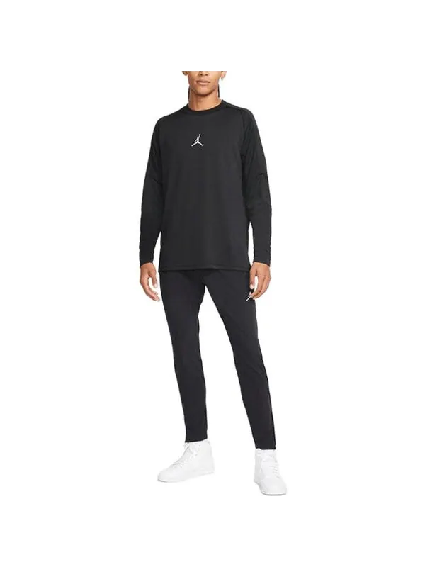 Футболка Air Jordan DRI-FIT Logo Printing Round Neck Sports Pullover Long Sleeves Black — изображение 3 из 4, черный