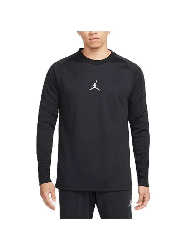 Футболка Air Jordan DRI-FIT Logo Printing Round Neck Sports Pullover Long Sleeves Black — изображение 4 из 4, черный