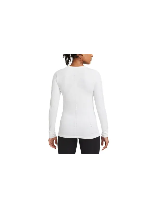 Футболка (WMNS) Nike Dri-FIT Swoosh Long Sleeves T-shirt 'Black' — изображение 2 из 3, черный/белый